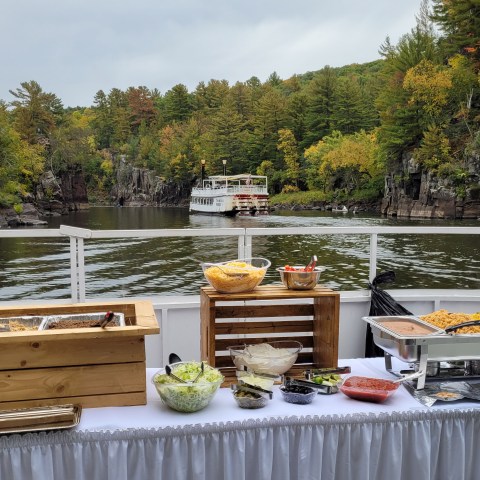 a boat that is sitting on a bench
