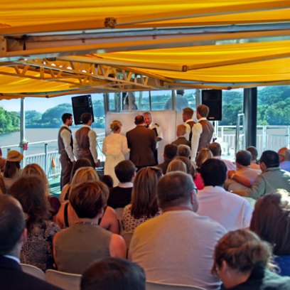 a group of people sitting at a table