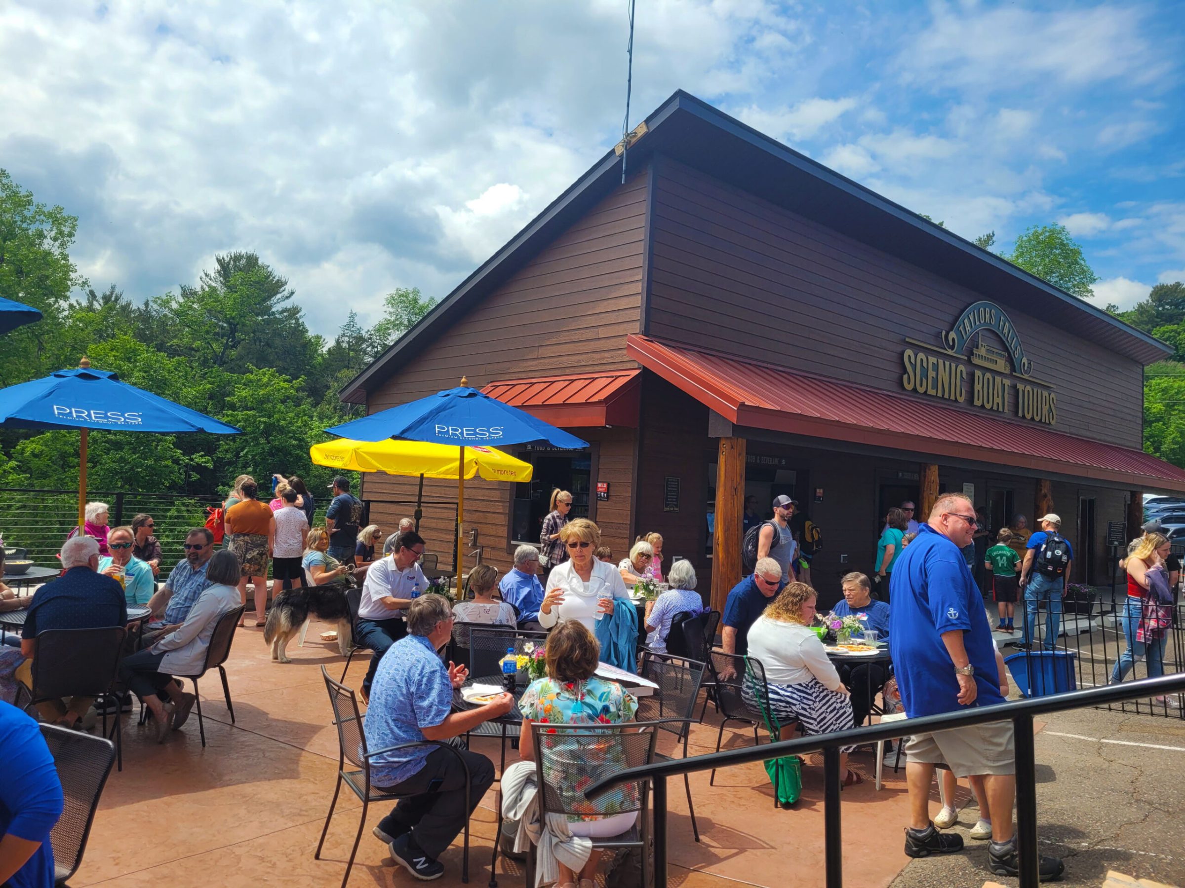 a group of people standing in front of a crowd