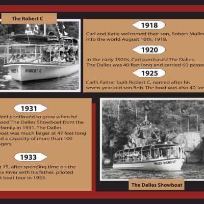 Two vintage boats with text about their history and specifications.